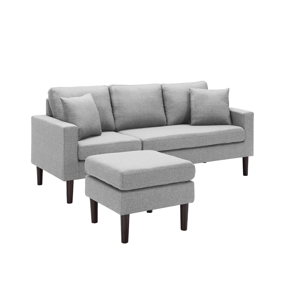 Light Grey L Shape Sectional Sofa with 2 Pillows F625263
