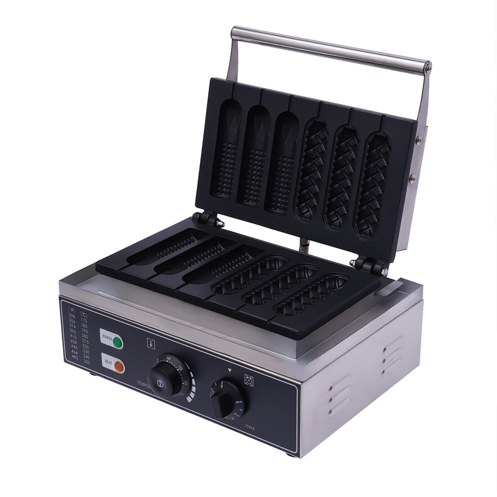 110V 6PCS Commercial Nonstick Electric Waffle Maker Machine 1500W E2258
