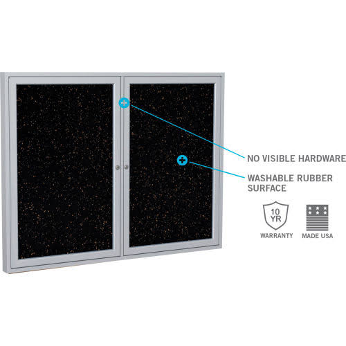 Black 1-Door Enclosed Recycled Rubber Bulletin Board C978