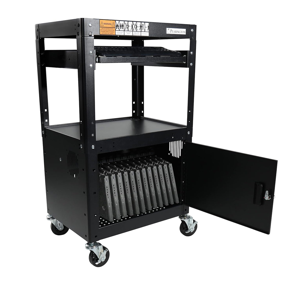 Black Metal Rolling Storage Cart with Adjustable Shelves T8975