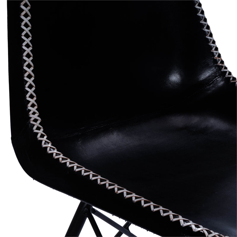 Black Leather Side Chair Set of 2 U86778