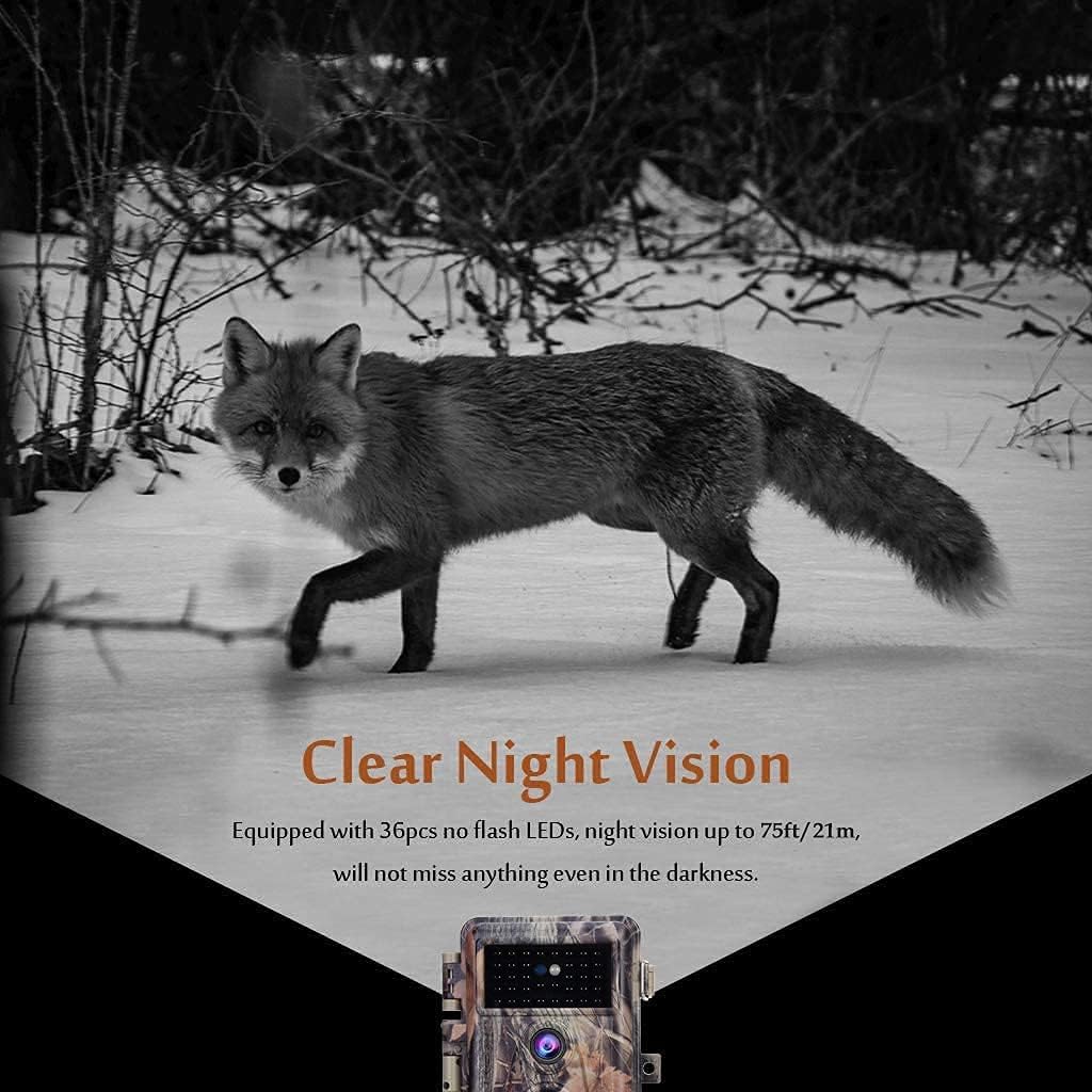 Deer Camera with Night Vision 24MP HD 1296P H.264 MP4 Video No Glow IR Motion Sensor Activated IP66 Waterproof K247552