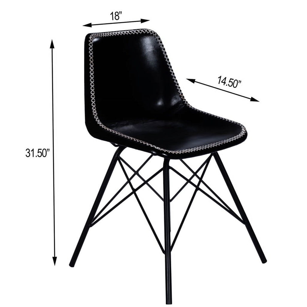 Black Leather Side Chair Set of 2 U86778
