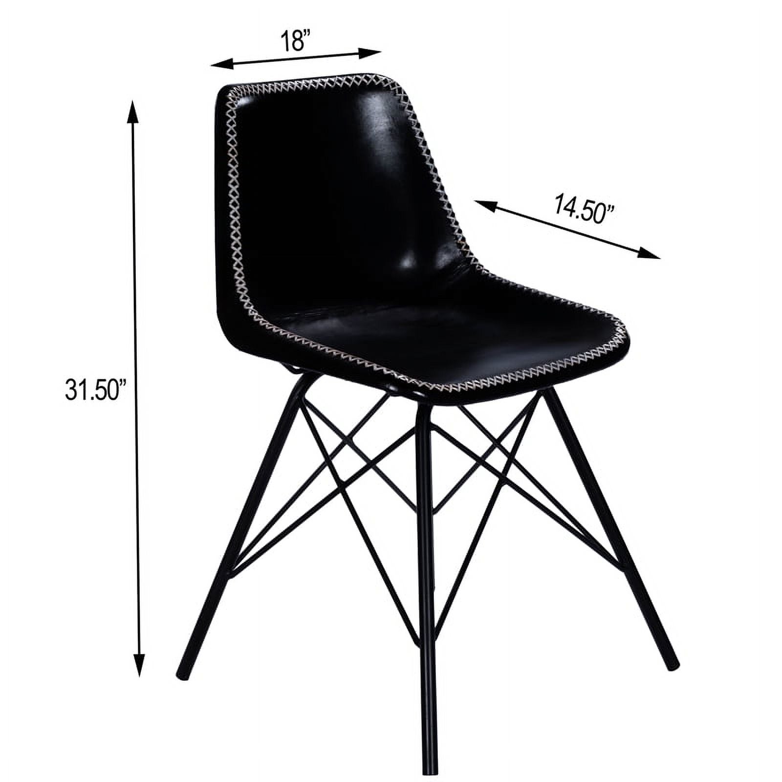 Black Leather Side Chair Set of 2 U86778