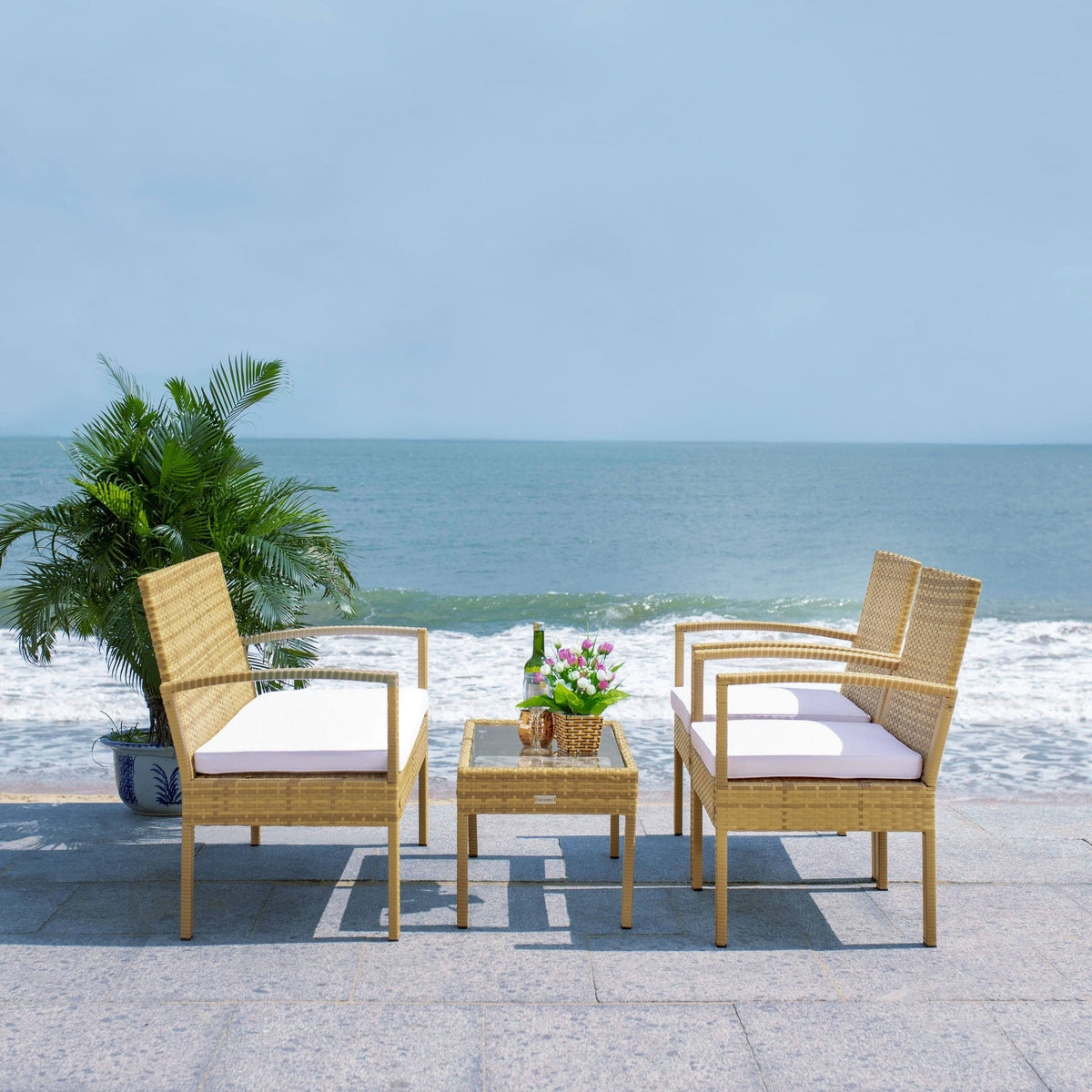 4 Piece Grey Brown White Patio Set P2846