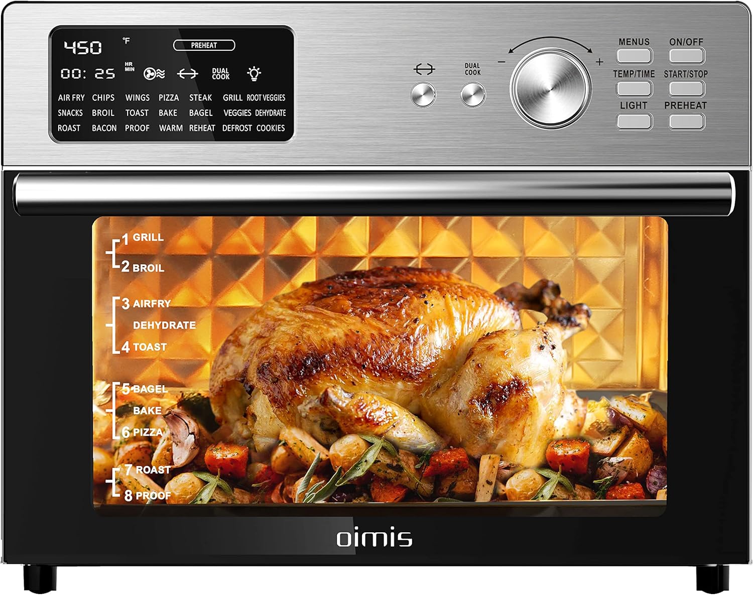 21-in-1 Extra Large Air Fryer Combo Toaster Oven, Brushed Stainless Steel, Silver T5561
