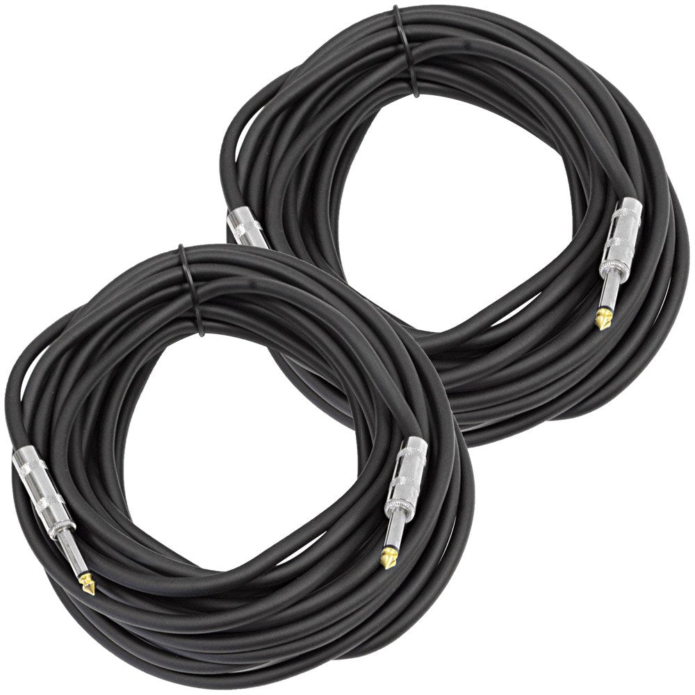Pair of 100 Feet 1/4 to 1/4 Pro Audio Speaker Cables 14 Gauge B16585