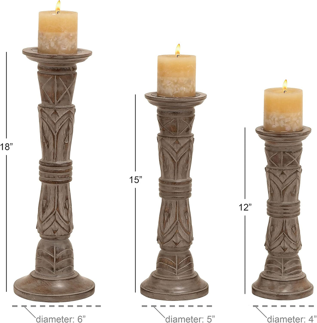 Set of 3 Wooden Candle Holder A3420