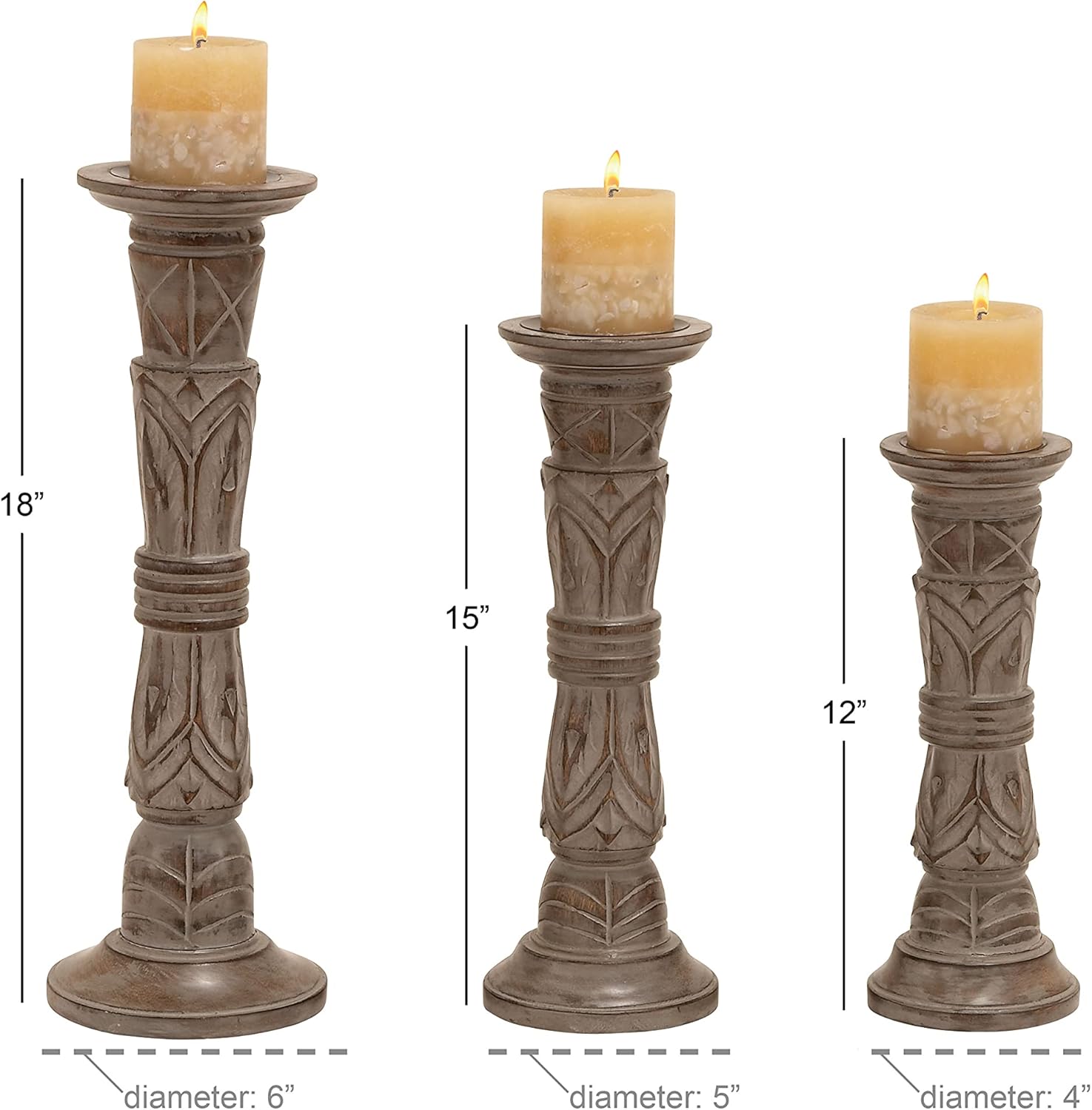 Set of 3 Wooden Candle Holder A3420