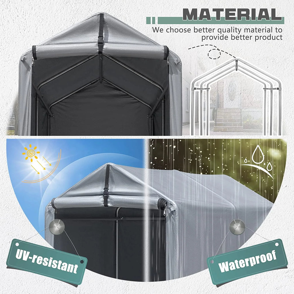 6' x 3' Metal Frame Waterproof Carport Shelter with Rollup & Zipper Door E978