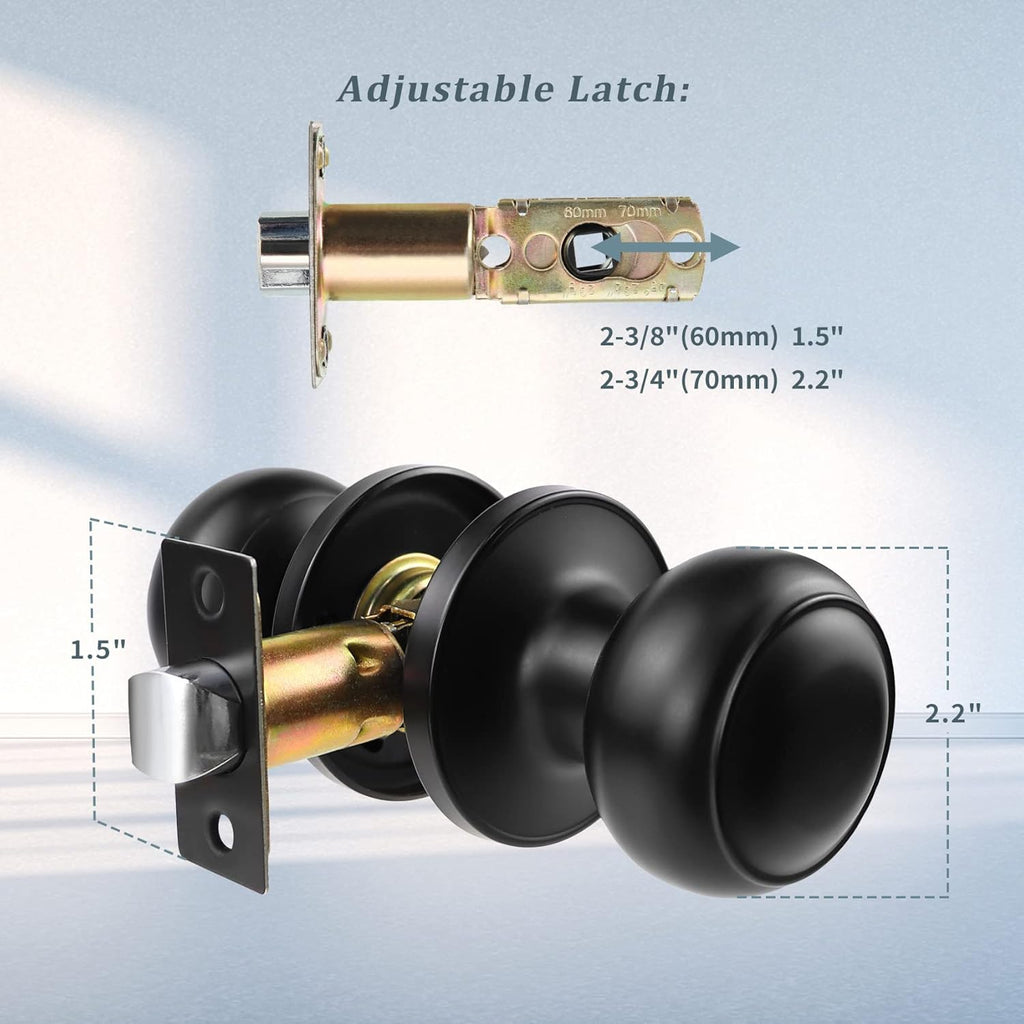 Black Passage Door Knobs Round Style 4 Pack J692136