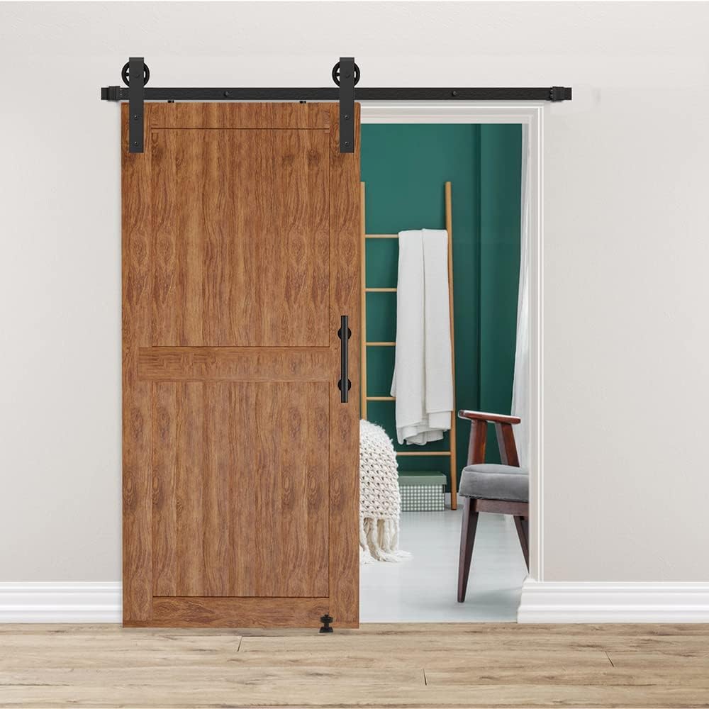 8FT Heavy Duty Sliding Door Hardware with 12 Handle & Floor Guide Q325