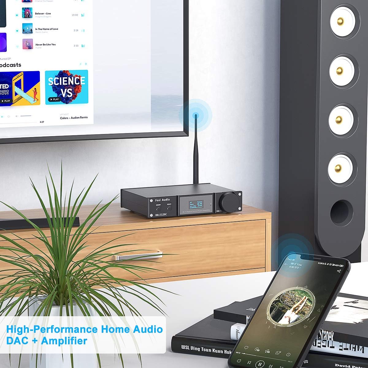 Bluetooth 5.0 Stereo Amplifier 240W 2.1 Channel Class D Compact Mini Power Amp D345398