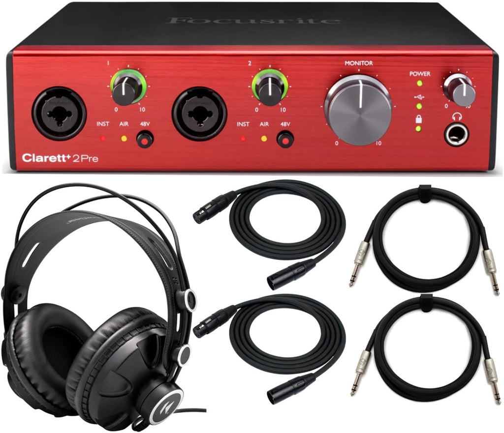 Audio Interface Bundle with Closed-Back Studio Headphones and XLR Cables Y870623