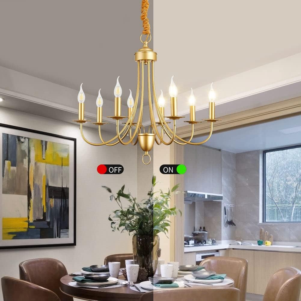 Gold Farmhouse 8 Lights Candle Chandelier E142892