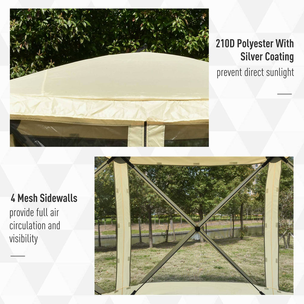 Beige Pop Up Camping Canopy Tent with Carry Bag J15047