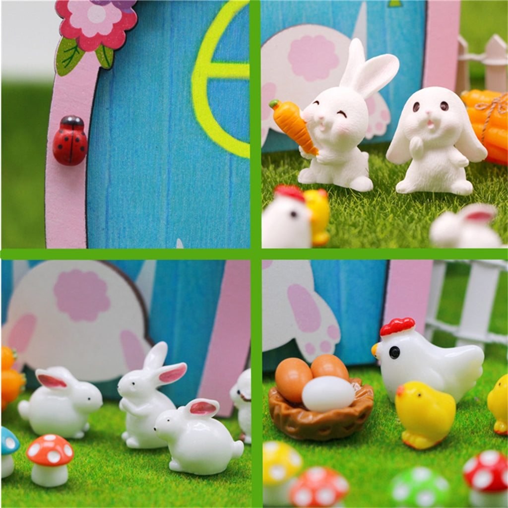 Dollhouse Miniature Easter Rabbit Garden Chick Door I766