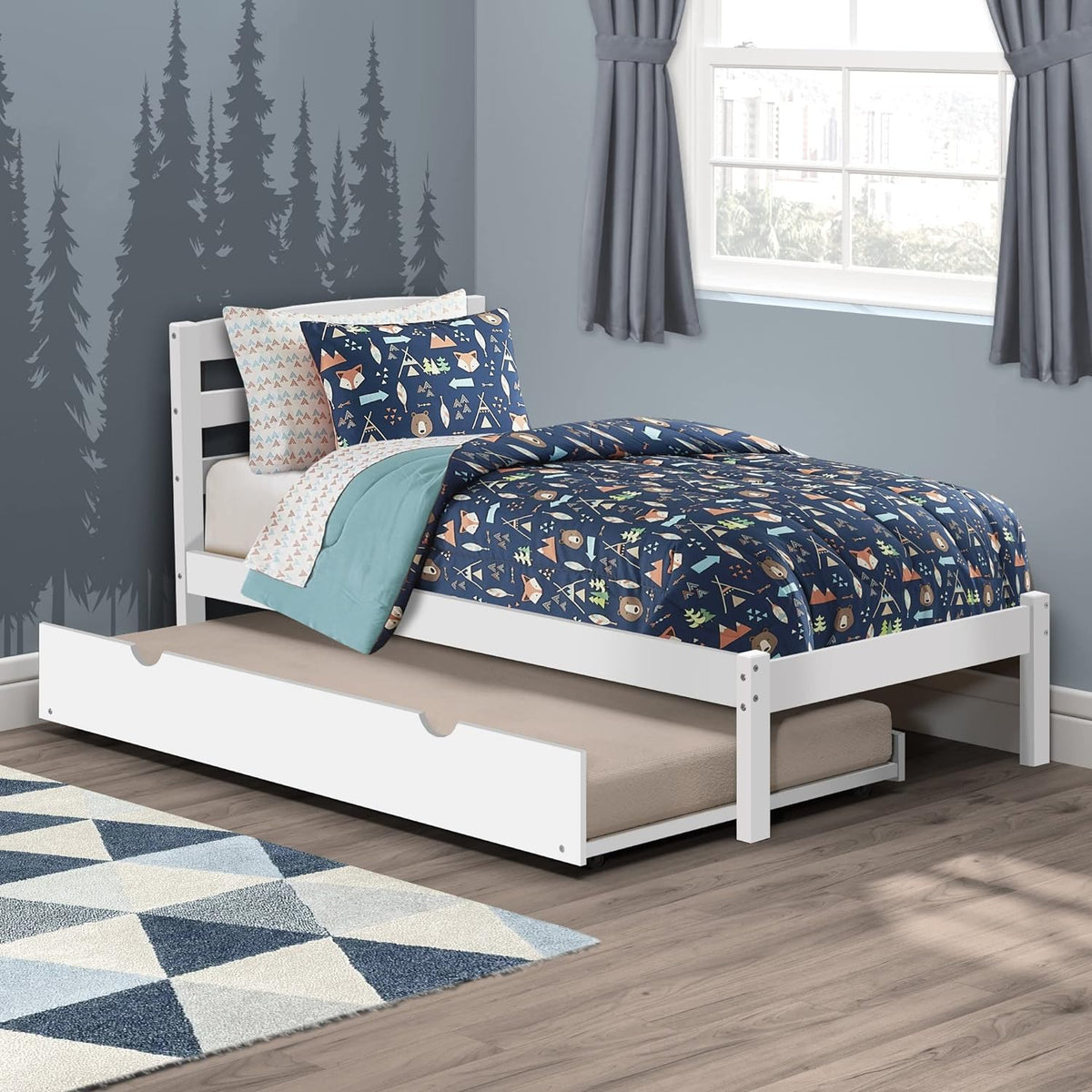 White Pine Wood Trundle Bed D99531