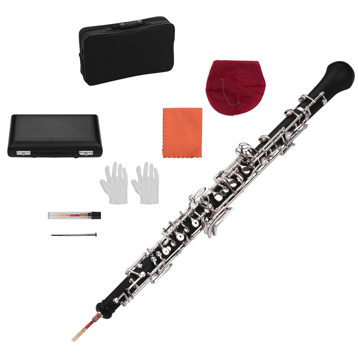Nickel-plated Semi-automatic Oboe with Case and Cleaning Cloth M459