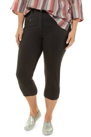 Anthracite Grey Cotton Elastane Plus Size Capris O407