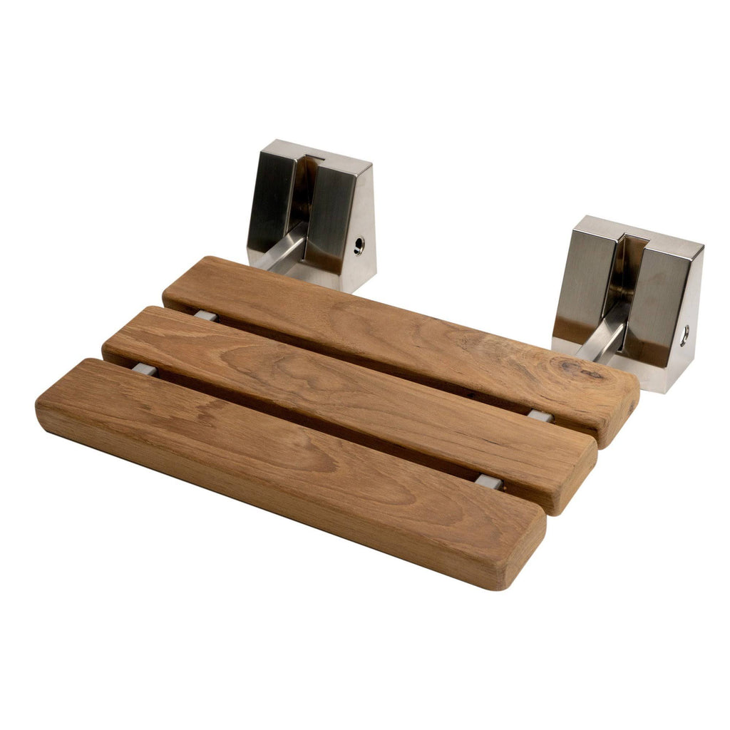 Brushed Nickel 16x22 Folding Teak Wood Shower Seat Bench K6046