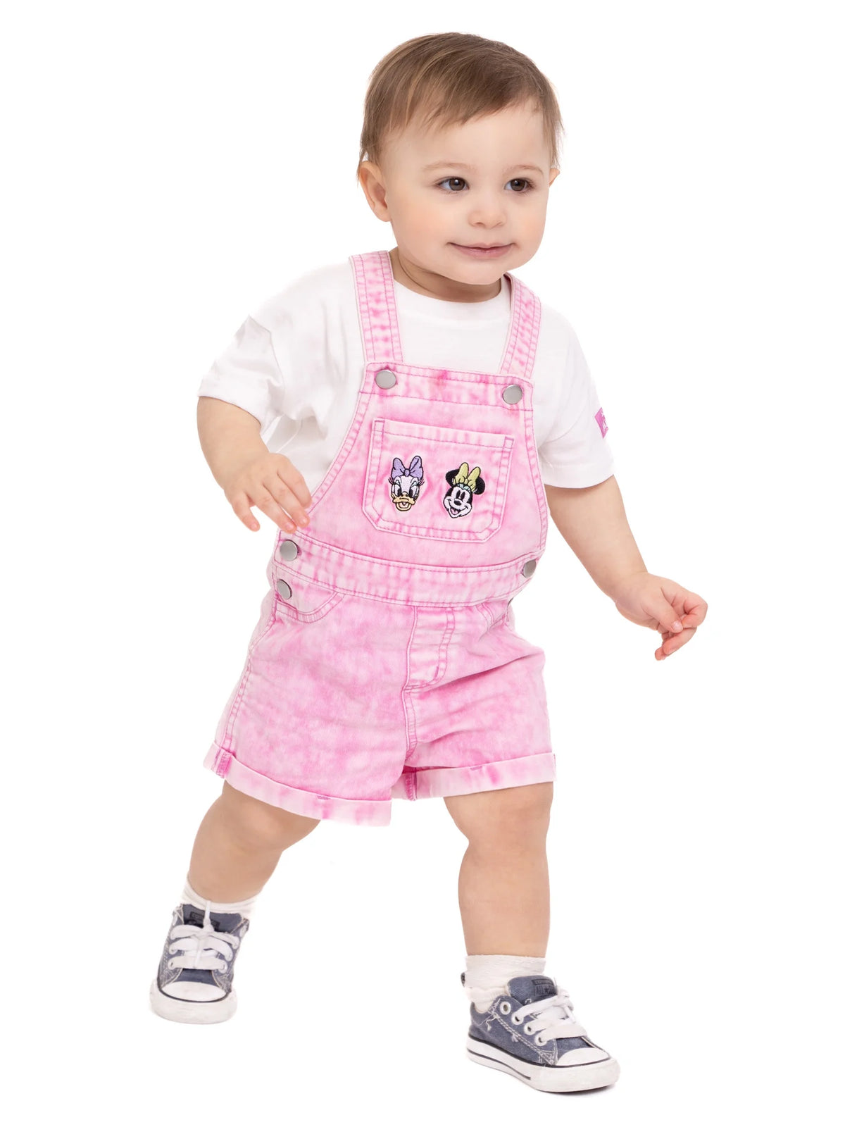 Toddler Girls Top and Denim Shortalls M4212
