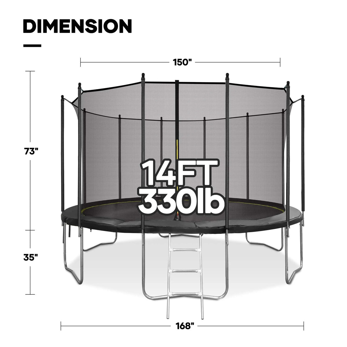 14 FT Trampoline with Ladder, Safety Enclosure, Wind Stakes F432