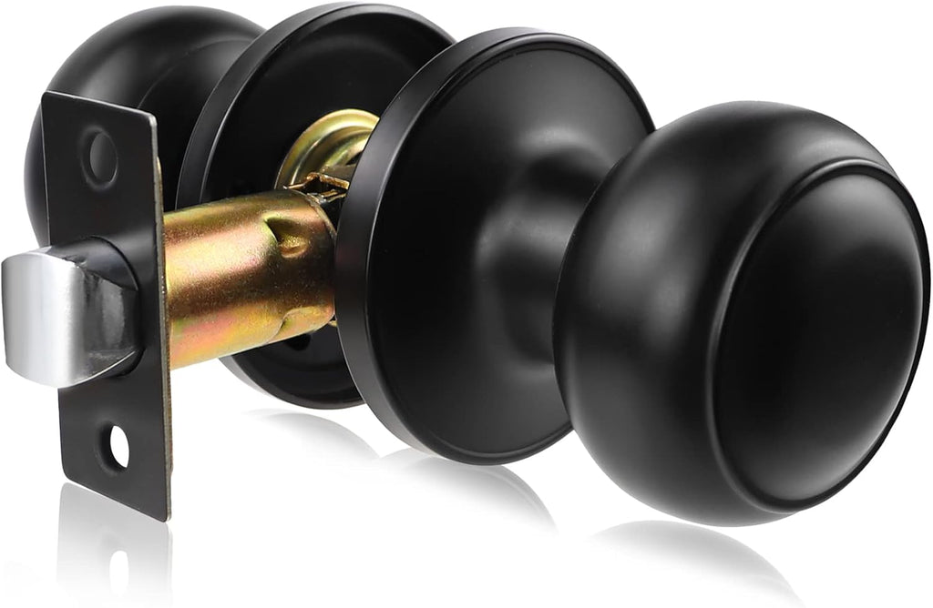 Black Passage Door Knobs Round Style 4 Pack J692136