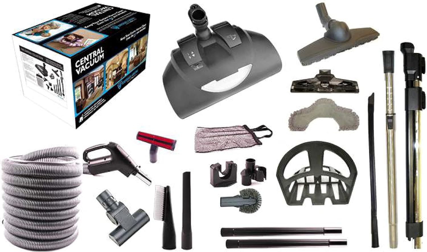 Central Vacuum Kit with Pigtail Hose, Power Head & Tools (35' Direct Connect) K3315