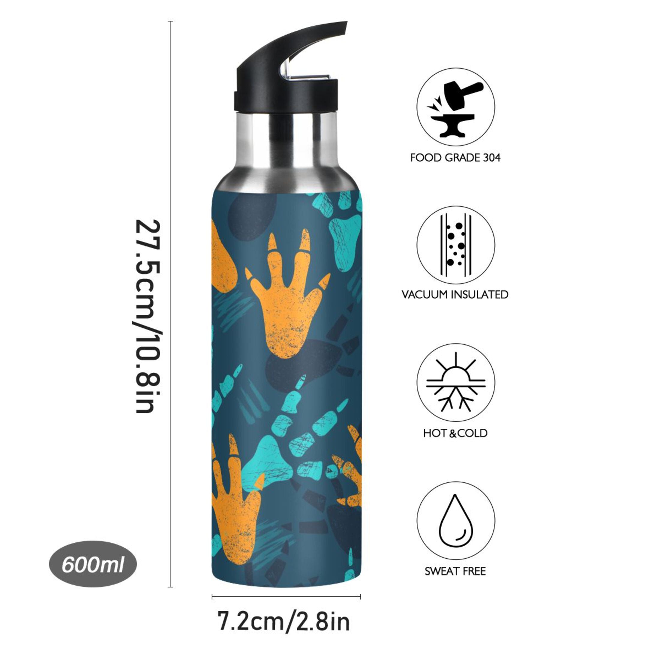 Stainless Steel Insulated Water Bottle with Straw Lid D65381