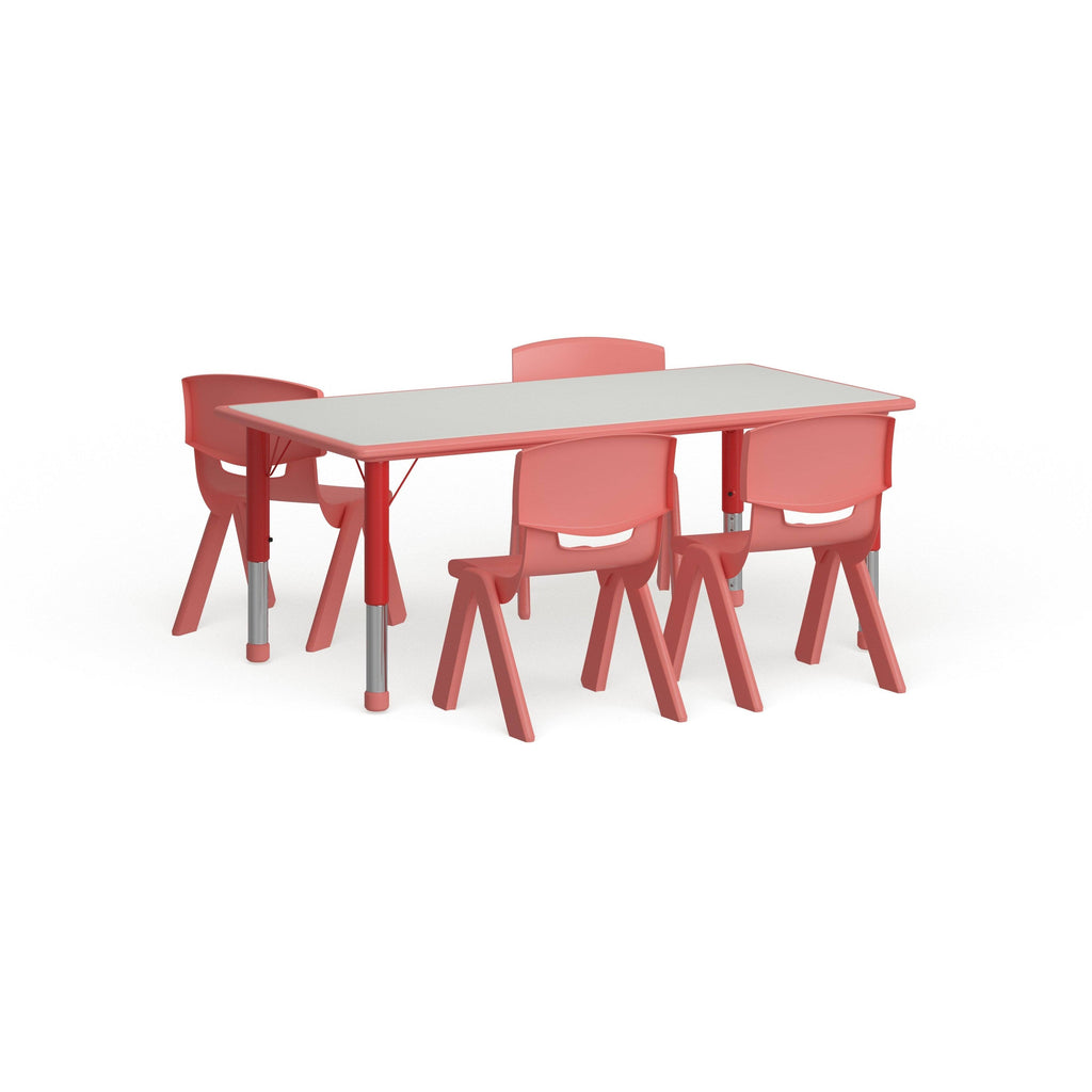 Red Height-Adjustable Plastic Pre-School Activity Table Set C696