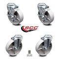 Semi Steel Cast Iron Swivel Caster Set of 4 with Roller Bearing - 5 inch x 1.5 inch Silver Wheels F126