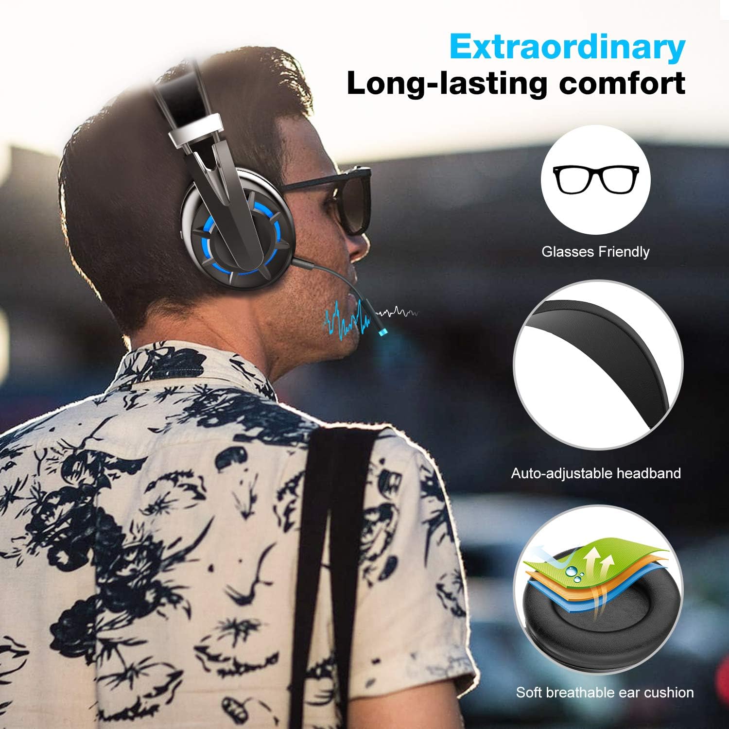 Wireless Gaming Headset with Detachable Noise Canceling Microphone, Pack of 2 H404