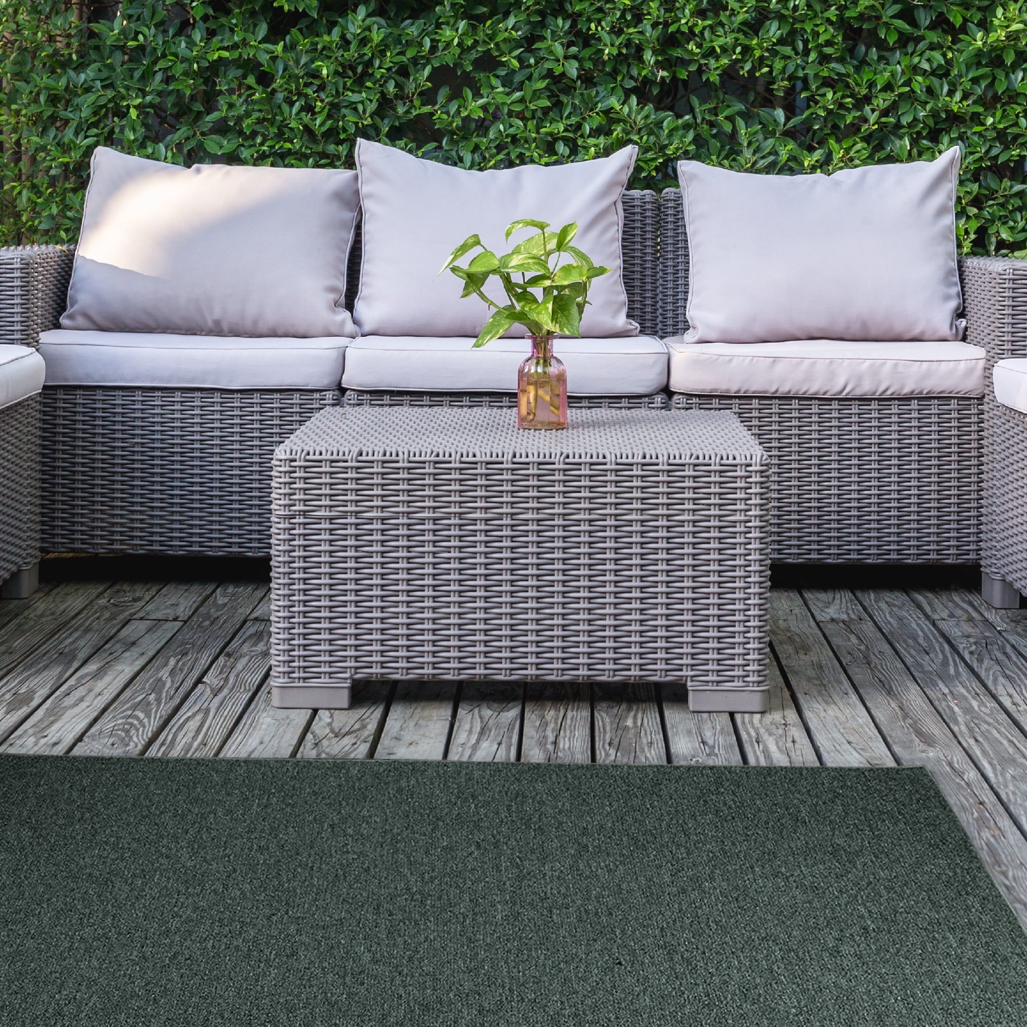 Teal Solid Color Runner Rug K2468