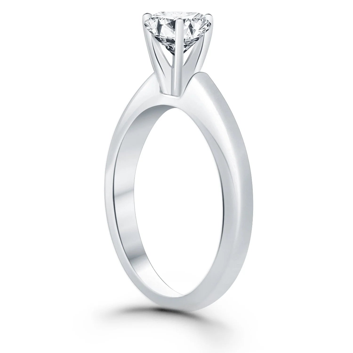 14k White Gold Solitaire Cathedral Engagement Ring B539