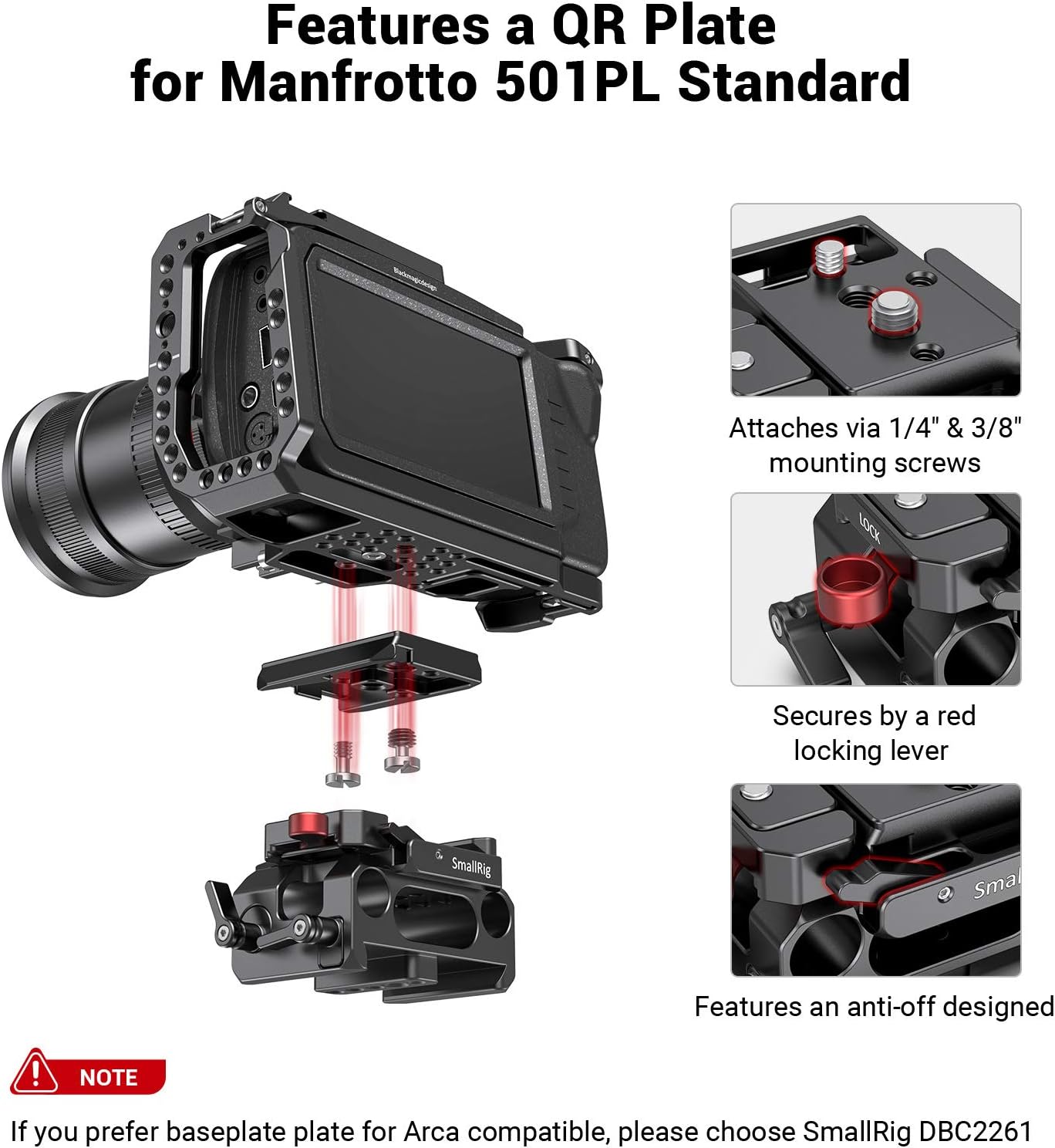 BMPCC Baseplate for Manfrotto 501PL Black Design R407