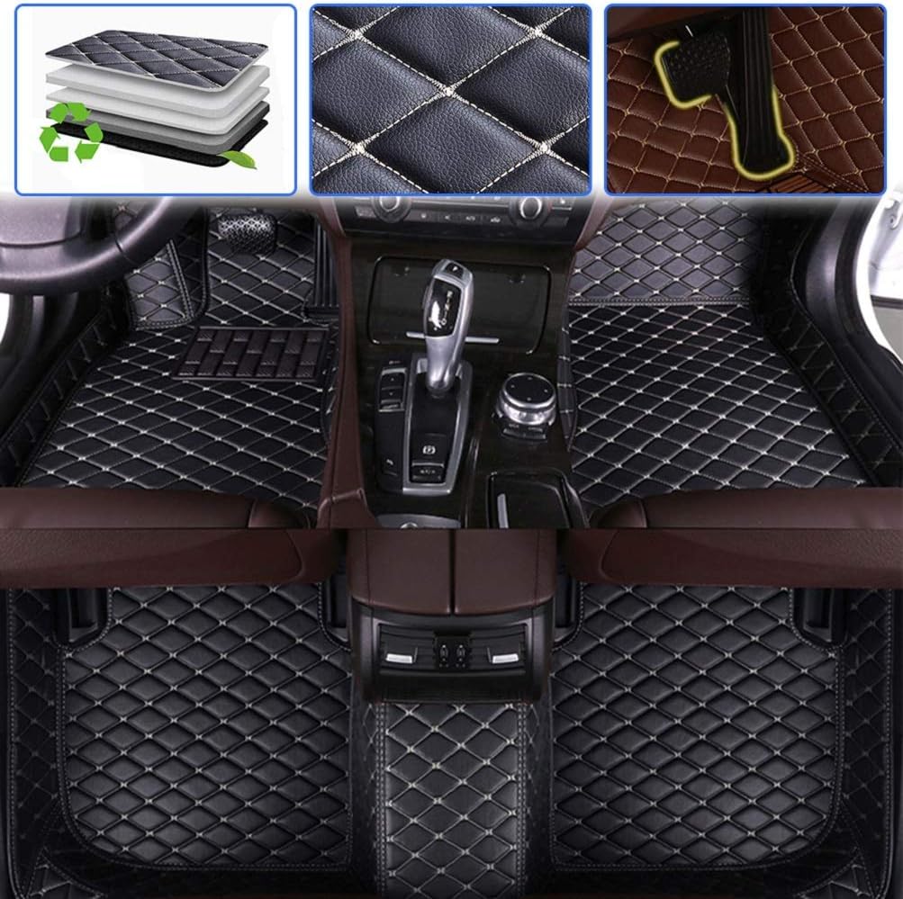 Beige Leather Car Floor Mats Front & Rear Set J834
