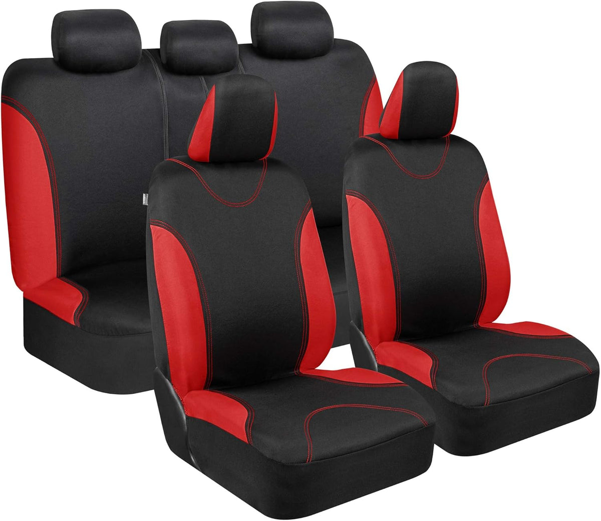 Beige Two-Tone Full Set Car Seat Covers with Split Bench Design X4846