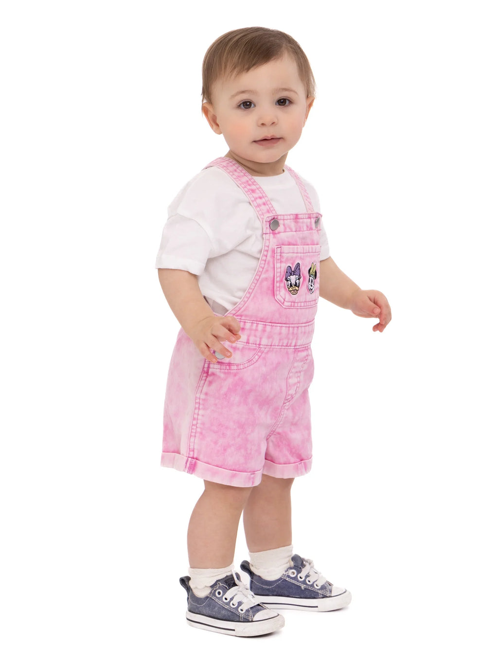 Toddler Girls Top and Denim Shortalls M4212