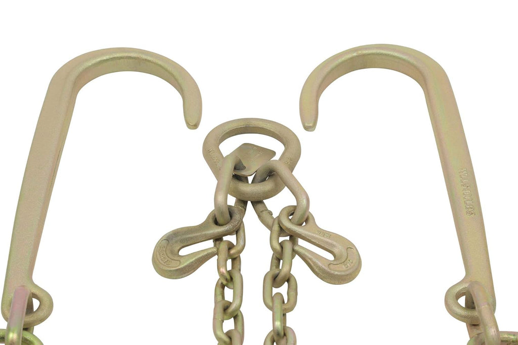 5/16" G70 V-Chain Bridle with 15" Large J Hooks, T-Hook & J-Hook with Grab Hooks 2' Legs Pack of 2 M85830