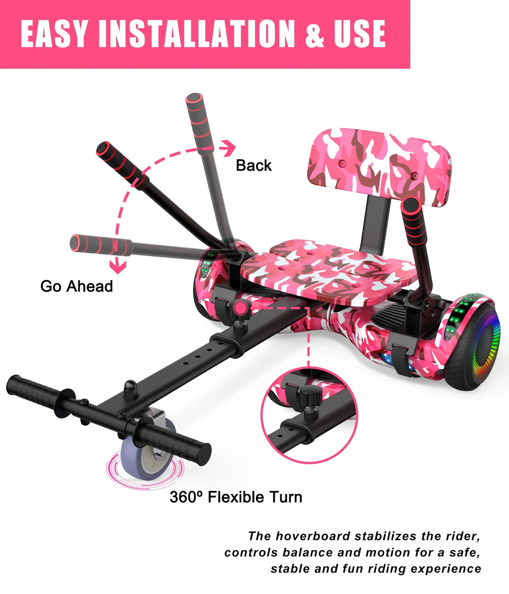 Camo Pink Hoverboard with Hoverkart Set O613
