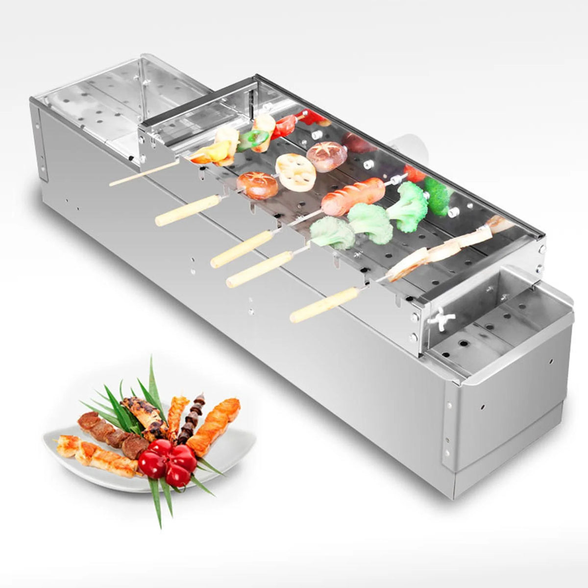 60cm Adjustable Width Rolling Heavy Duty BBQ Grill J949