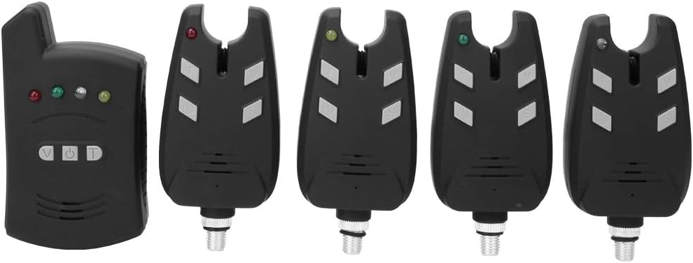 4 pcs Fishing Bite Alarm & 1 pcs Receiver Indicator Sound & LED Light Alert J781100