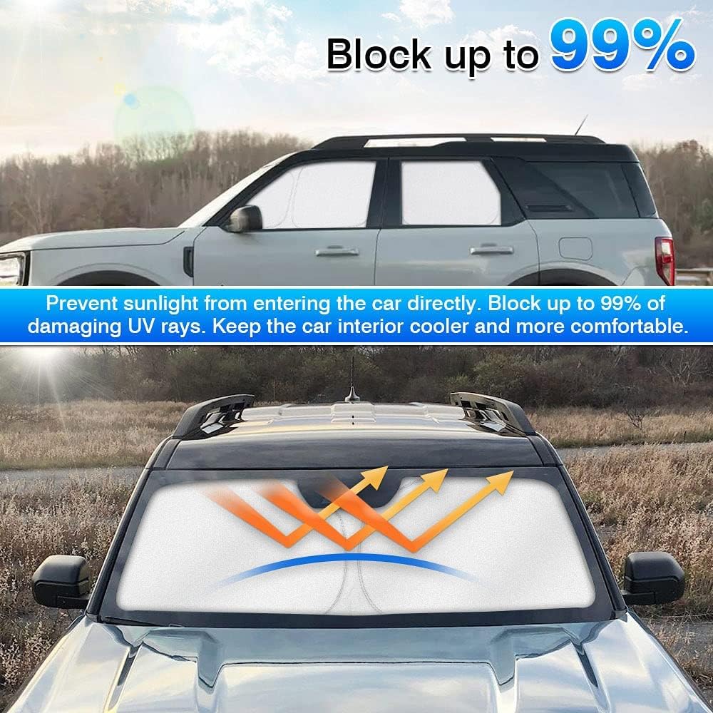 Custom Fit Sun Shade Windshield Sunshade Front Window Shades Rear Windows Cover Full Set 6PCS Pack of 2 S215