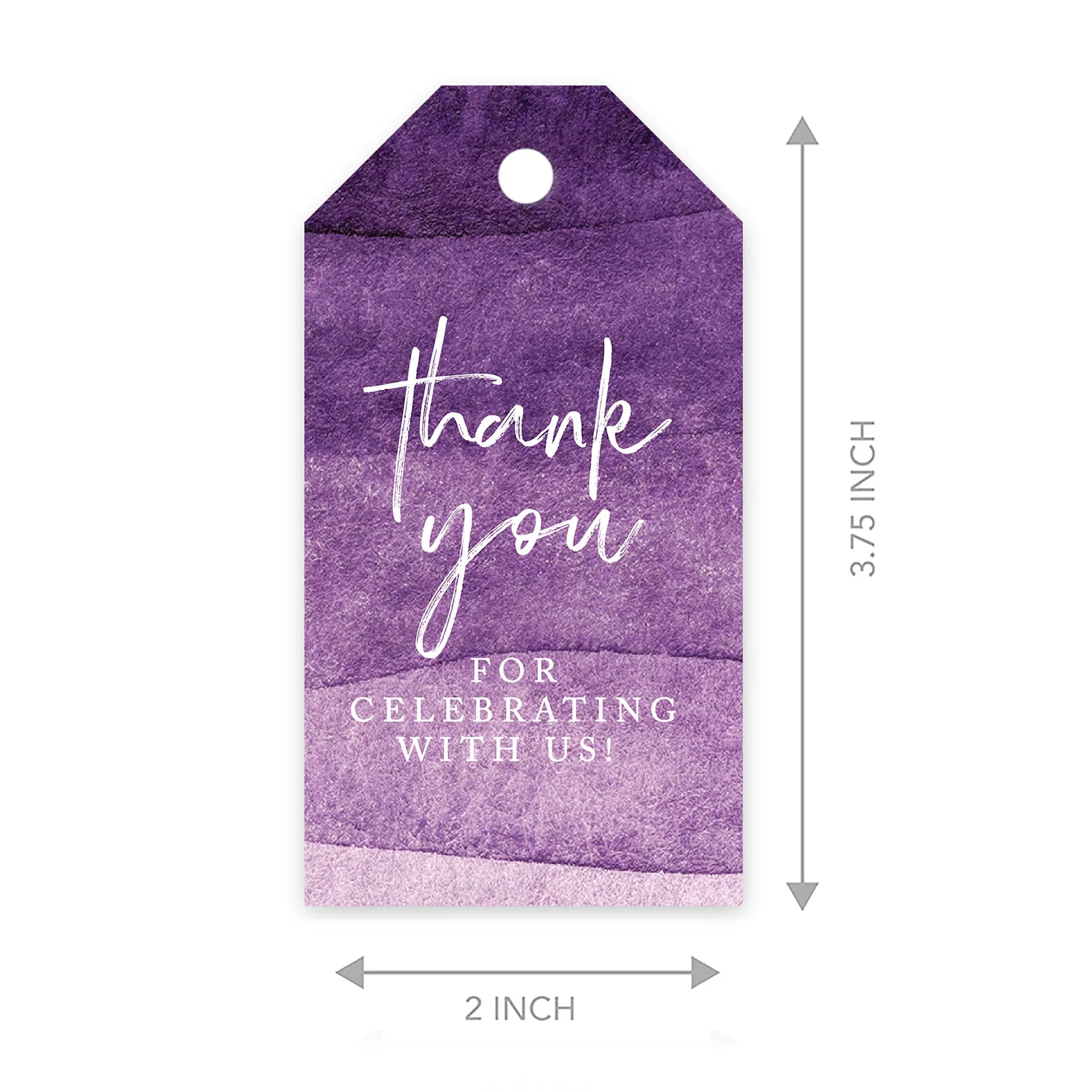 Purple Watercolor Cardstock Gift Tags with Bakers Twine, 100-Pk I81585