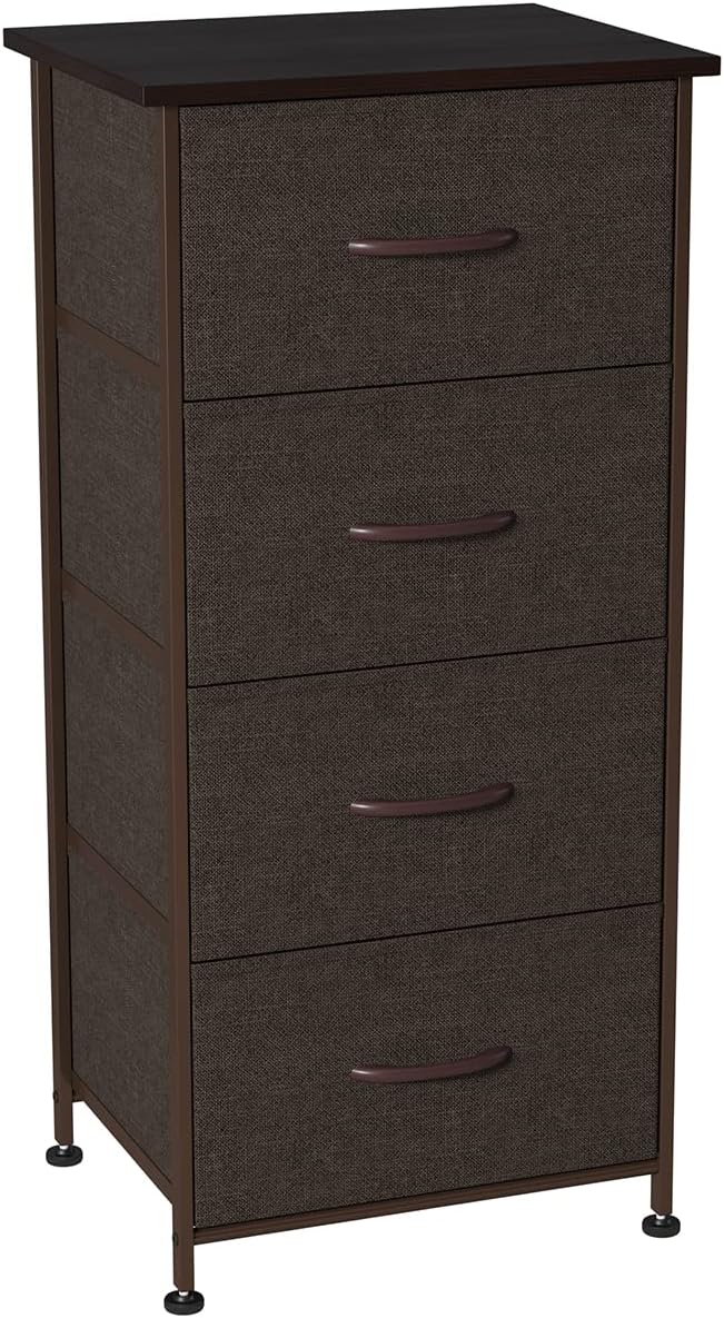 Black/Rustic Brown 4 Drawer Fabric Dresser H586703