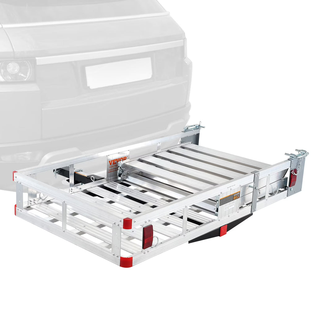 Hitch Mount Aluminum Cargo Carrier with Folding Ramp and Stabilizer L2746