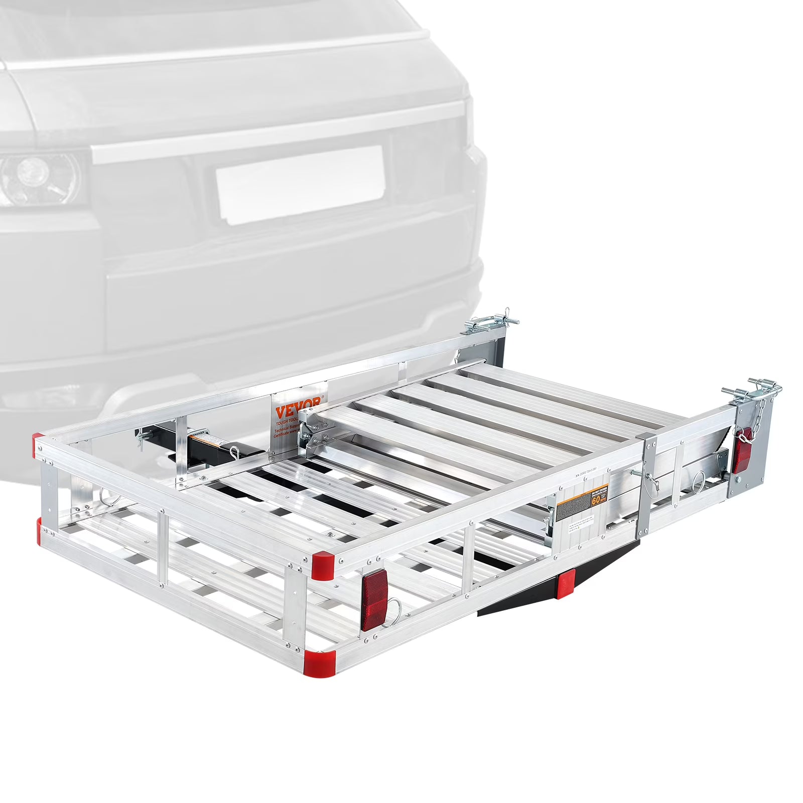 Hitch Mount Aluminum Cargo Carrier with Folding Ramp and Stabilizer L2746