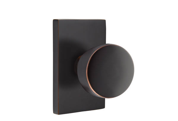 Passage Knob with Modern Rectangular Rose Finish: Oil Rubbed Bronze H159
