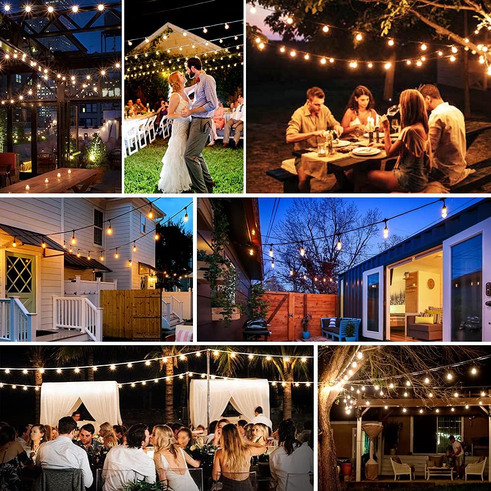 96 FT WarmWhite LED Outdoor String Lights, 34 Bulbs, 2 Pack 48FT B77947